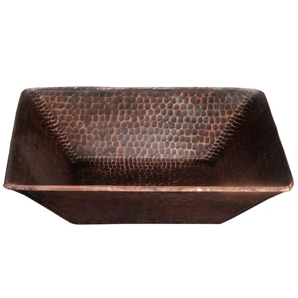 Premier Copper Products PVSQ14DB 14 in. Square Hand Forged Old World Copper Vessel Sink - Oil Rubbed Bronze