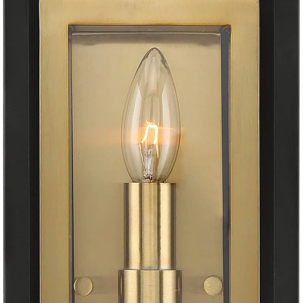 Possini Euro Kie 14x22 High Black and Brass Outdoor Wall Light