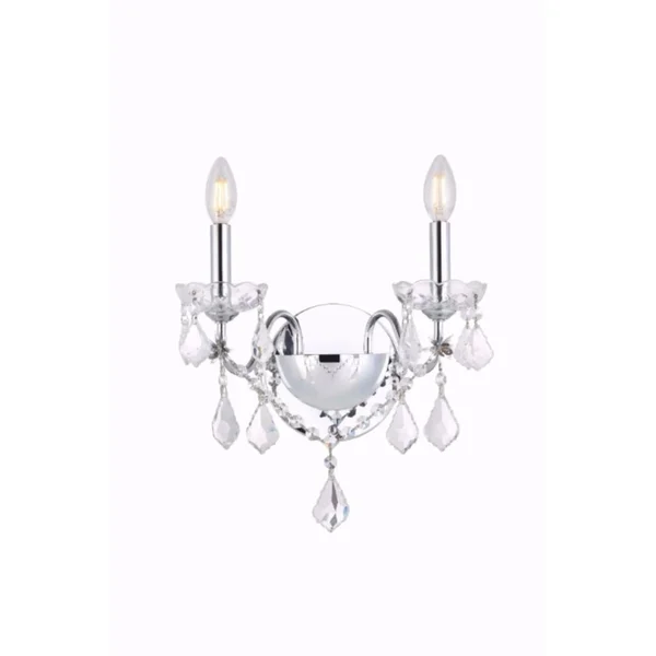 Fleur Illumination 2 Light Chrome Wall Sconce - Elegant Cut crystals/Chrome