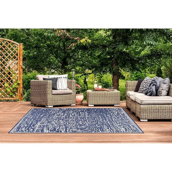 Lightweight Indoor Outdoor Reversible Plastic Area Rug - Ohio - ohio-black 8 x 10