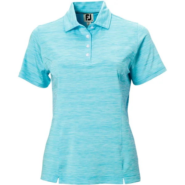 FootJoy Shirt Space Dye Self Collar Golf Polo 2020 Women Light Blue Small