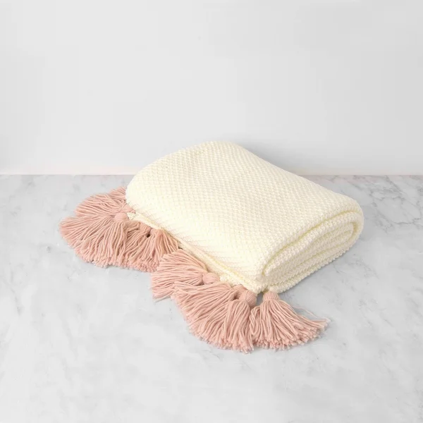 Aurora Home Big Tassel Knit Throw - Blue - 60x22