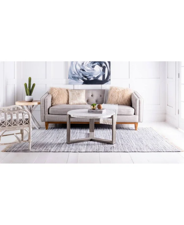 Unique Loom Striped Chindi Cotton Rug - Gray (9& 0 x 12& 0)
