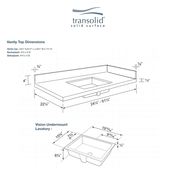 Transolid 24.75 in. W x 22.25 in. D Solid Surface Vanity Top in Sand Mountain with White Basin and Widespread