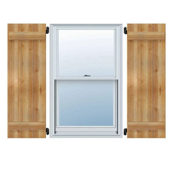 Ekena Millwork RBJ06S21X037RWR 21 1/2x22W x 37x22H TimberCraft Four 5 3/8x22 Boards Joined Board-n-Batten Shutters, Rough Sawn W
