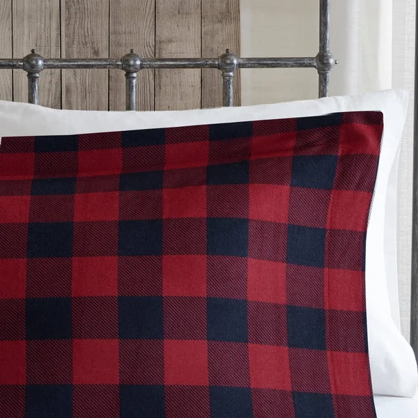 Woolrich - Flannel Check Print Cotton Duvet Cover Set - Black/Tan - King/Cal King