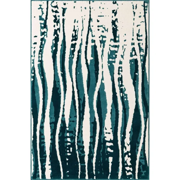 Vince Camuto Roma Modern Abstract Area Rug - Teal - 2& 0 x 8& 8 Runner