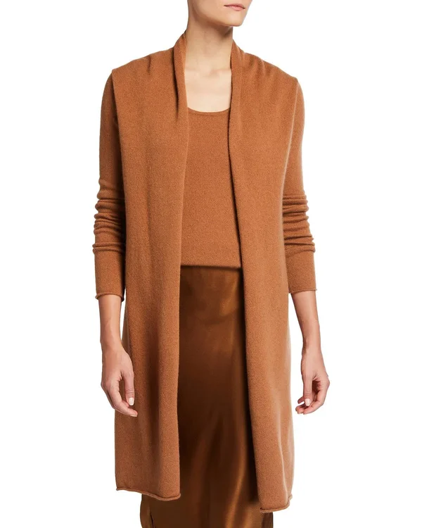 Neiman Marcus Cashmere Collection Cashmere Duster Cardigan, Caramel, Women's, XL, Sweaters Cashmere Sweaters