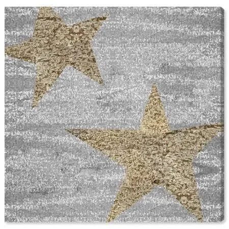Runway Avenue Nautical and Coastal Wall Art Canvas Prints &Off Star Sequins& Marine Life - Gold, Gray, Size: 43 x 43