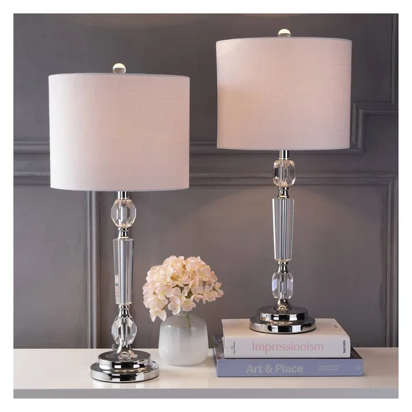 Jonathan Y Victoria 27x22 Crystal LED Table Lamp, Clear (Set of 2)