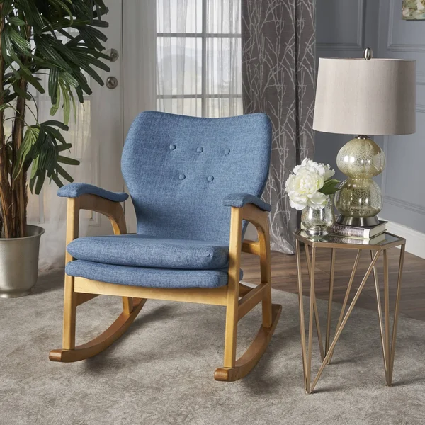 Bethany Mid Century Fabric Rocking Chair (Grey)