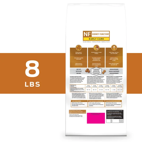 Purina Pro Plan Veterinary Diets NF Kidney Function Early Care Feline Formula Adult Dry Cat Food, 8 lbs.
