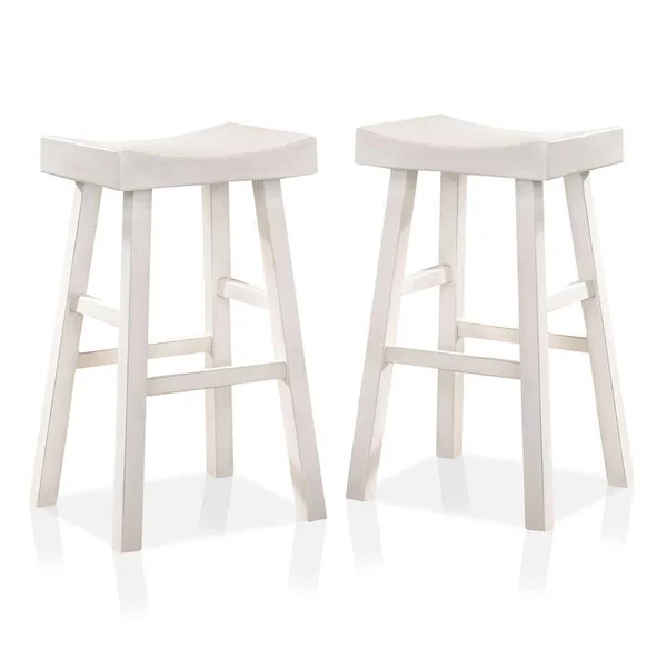 Furniture of America Epping Wood 29-inch Saddle Stool in White (Set of 2)