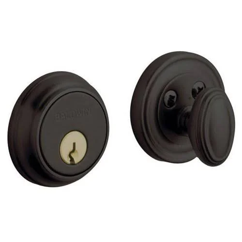 Baldwin Traditional Round Single Cylinder Deadbolt Lifetime Polished Brass