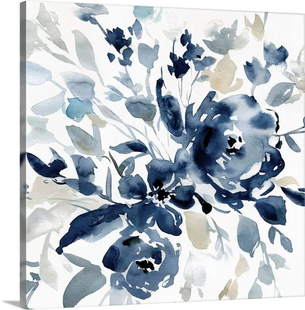 Indigo Garden I, Canvas Wall Art, 20x20, Great Big Canvas