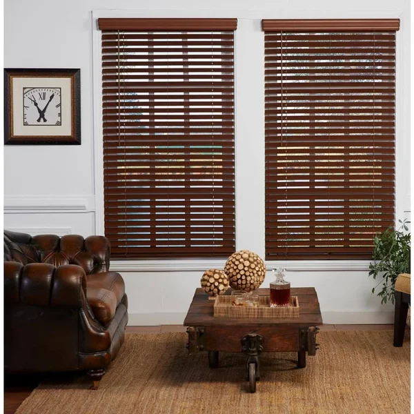 Perfect Lift Window Treatment Dark Oak 2 in. Cordless Room Darkening Faux Wood Blind 26.75 in. W x 48 in. L (Actual Size: 26.75