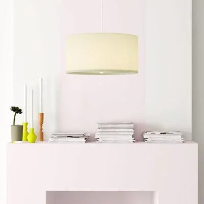 2 - Light Unique - Statement Drum Pendant Hashtag Home Size: 9x22 H x 16x22 W x 16x22 D, Shade Color: Oatmeal