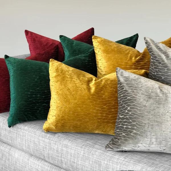 Rodeo Home Costella All Over Velvet Wave Design Decorative Oversized Pillow 23x22H x 23x22W - Navy