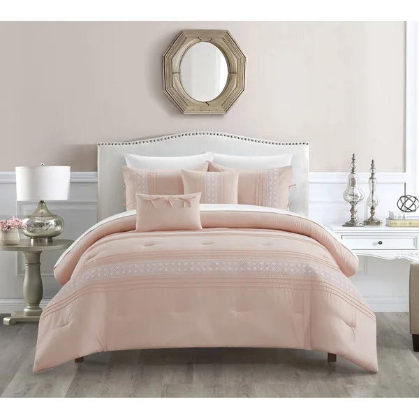 Chic Home Brice 9 Piece Comforter Set - Queen - Blush
