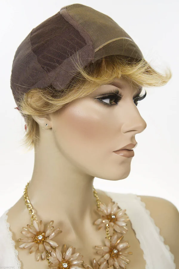 Anne Short Lace Front Monofilament Hand Tied Jon Renau Wavy Straight Wigs - LT Golden Brown Med Red Golden...