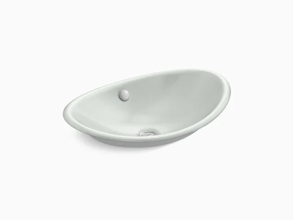 Kohler 5403-W-FF Iron Plains Wading Pool Oval Bathroom Sink with White Painted Underside - Sea Salt