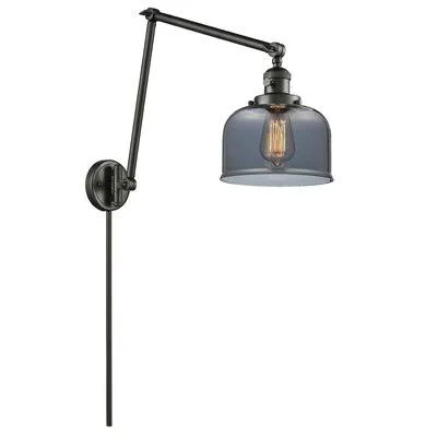 17 Stories Emberto Bell Double 1-Light Swing Arm Base Finish: Oil Rubbed Bronze, Shade Color: Smoked