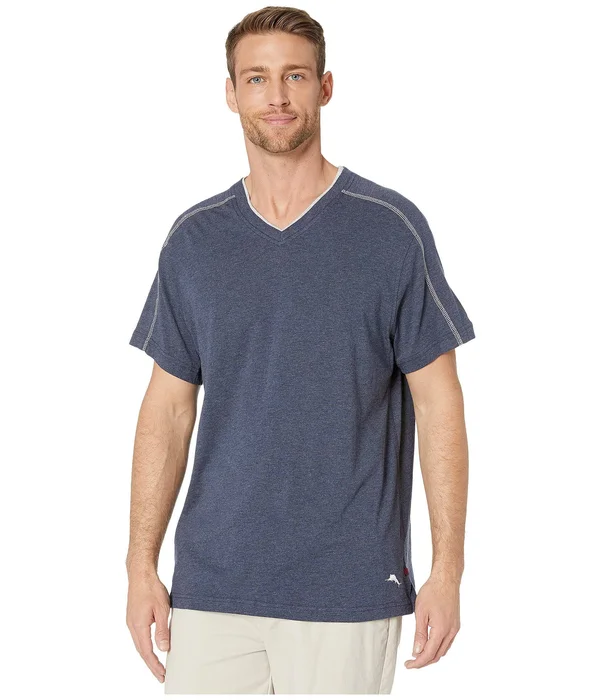 Tommy Bahama Cotton Modal Heather Lounge Tee Men's T Shirt Navy Heather : LG