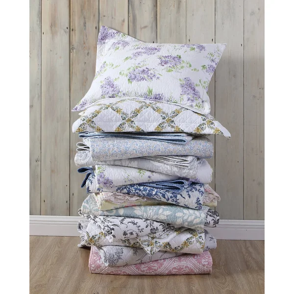Laura Ashley Flora Quilt Set Full/Queen Blue