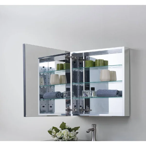 Glacier Bay 20-inch x 26 in Framed Aluminum Recessed or Surface-Mount Bathroom Medicine Cabinet in Coppered Pewter