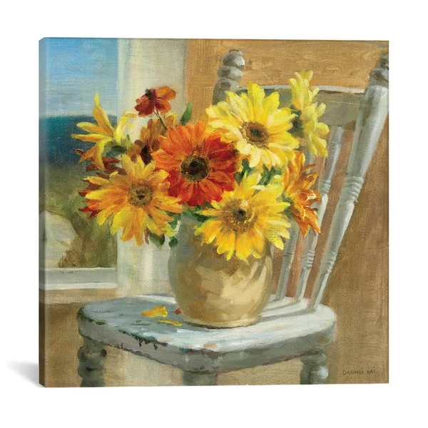 iCanvas - Sunflowers by The Sea Crop by Danhui Nai Canvas Print - WAC2093-1PC3-37x37