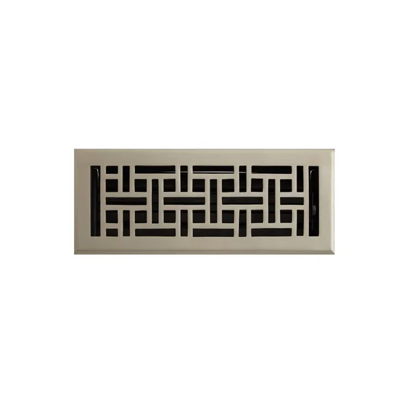 Wicker Style Brass Floor Register - Brushed Nickel 4x22 x 10x22 (5-1/8x22 x 11-3/8x22 Overall) - Signature Hardware 393364