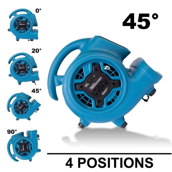 Xpower P-230at 1/4 HP 925 CFM 3-Speed Mini Air Mover/Floor Dryer/Utility Blower Fan with Timer and Power Outlets