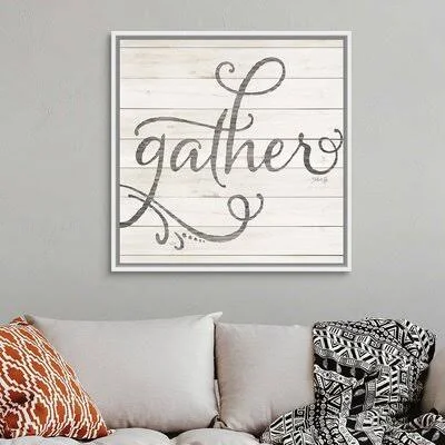 Simple Words Gather by Marla Rae - Textual Art Print on Canvas Gracie Oaks Format: White Floater Framed Canvas - Size: 38x22 H x