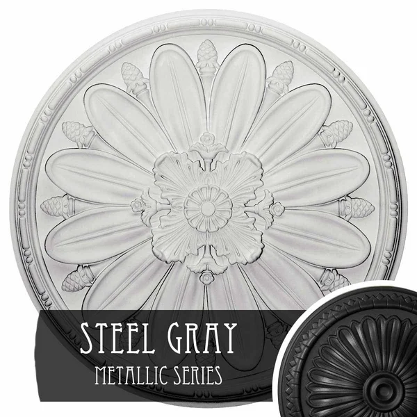 29 7/8x22OD x 1 3/8x22P Fairfax Ceiling Medallion, Hand-Painted Steel Gray