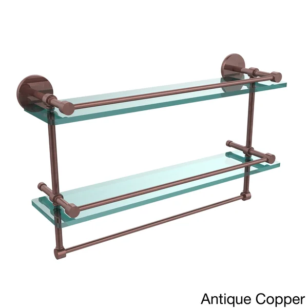 Allied Brass Gallery Double Glass Shelf with Towel Bar - Antique Copper - 22 inch