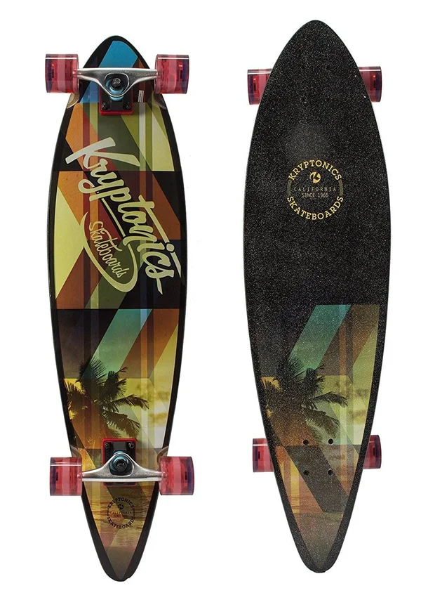 Kryptonics 37x22 Pintail Longboard Complete Skateboard - Slanted Graphic