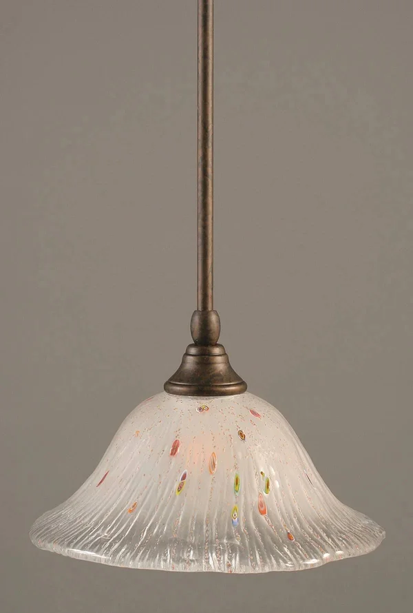 Toltec Lighting 23-BRZ-731 Stem Mini-Pendant Light Bronze Finish with Frosted Crystal Glass, 10-Inch