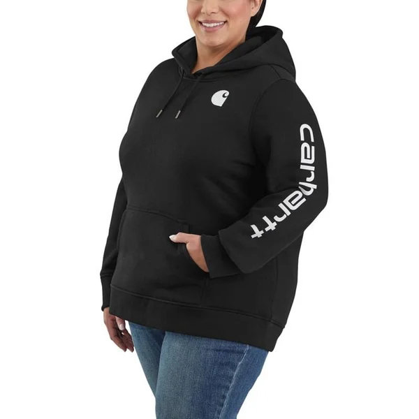 Carhartt Women's Clarksburg Graphic Sleeve Hoodie - Large, Folkstone Gray Space Dye