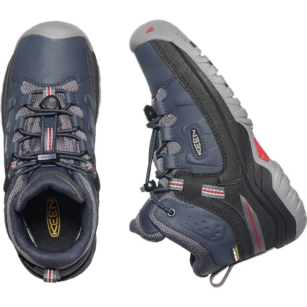 Keen Youth Targhee Mid Waterproof Shoe - 3 - Blue Nights, Red Carpet