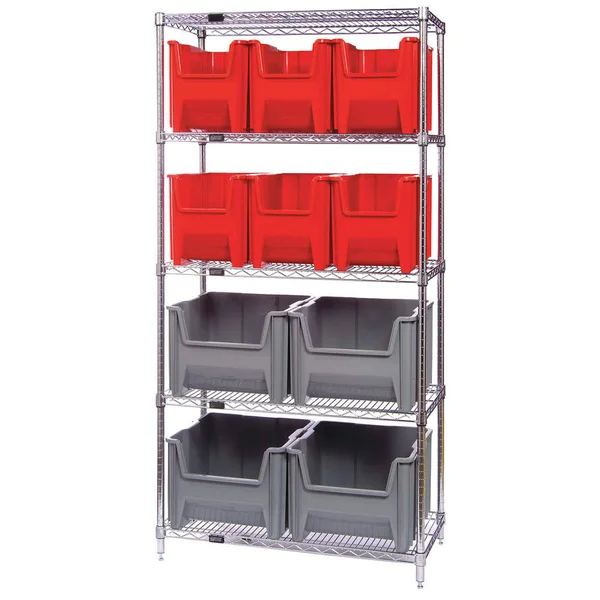 Quantum Storage Systems Wr5-600800bl Bin Shelving, WIRE, 36x18, 10 Bins, Blue