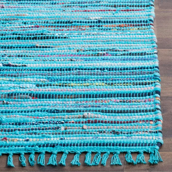Safavieh Rag Rug RAR125C 2&3x22 x 10&0x22 Runner Turquoise, Multi Area Rug