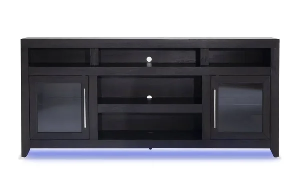 Cosmopolitan 75&& TV Console in Black - Contemporary TV Stands Acacia Veneers by Bob&s Discount Furniture