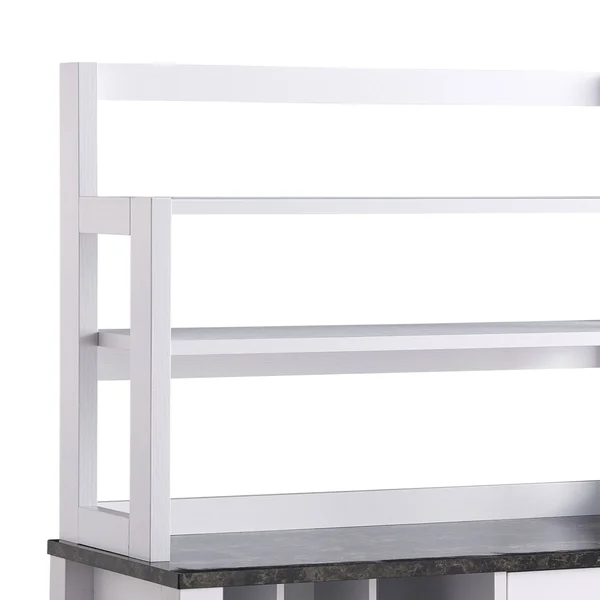 Benjara Bm208906 Wooden Frame Bakers Cabinet with 2 Drawers and Wine Rack - White