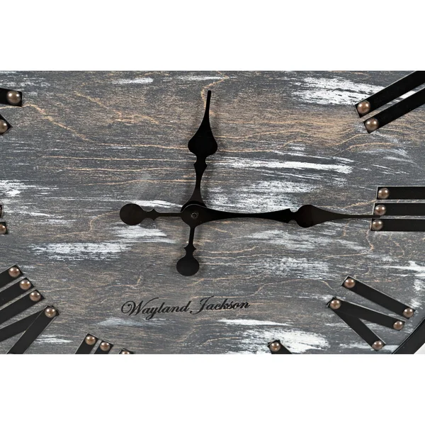 Wayland Jackson Weathered Grey Solid Wood 30'' Clock