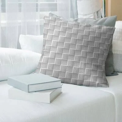 Classic Basketweave Stripes Throw Pillow Cover Brayden Studio Color: Cool Teal - Cover Material: Faux Suede