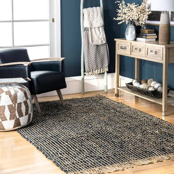 nuLOOM Briana Leather and Jute Flatweave Area Rug - 7& 6x22 x 9& 6x22 - Beige