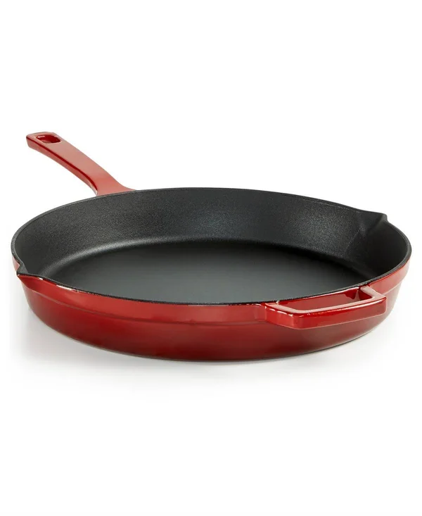 Martha Stewart Collection Enameled Cast Iron 12x22 Fry Pan, Created for Macy&s - Cherry