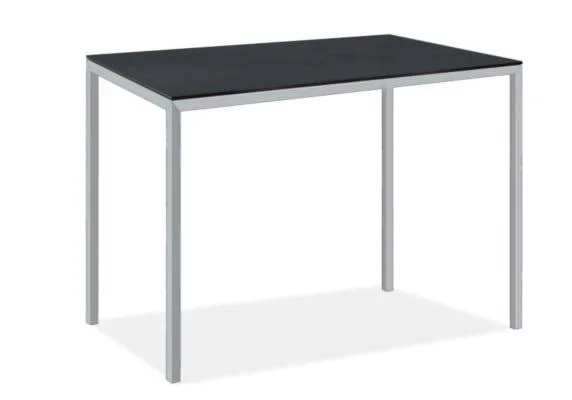 Room & Board, Modern Parsons 60W 30D 42h Bar Table w/ 1.5x22 Leg, Smoke Tempered Glass Top w/ Silver Base