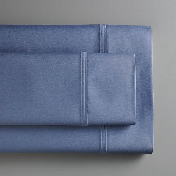 Simply Vera Vera Wang 800 Thread Count Egyptian Cotton Stripe Sheet Set or Pillowcase - Blue, Queen Set
