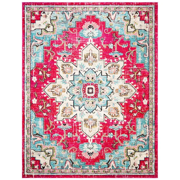 Safavieh Madison Diederike Boho Medallion Distressed Rug - 2&2x22 x 20& Runner - Cream/Blue